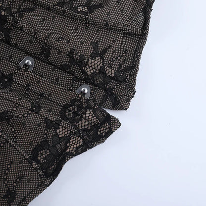 Women Fashion Elegant Lace See Through Skinny Mini Y2K Underwear Corset Crop Tops 2025 Sleeveless Sexy Club Slim Fit Tank Top