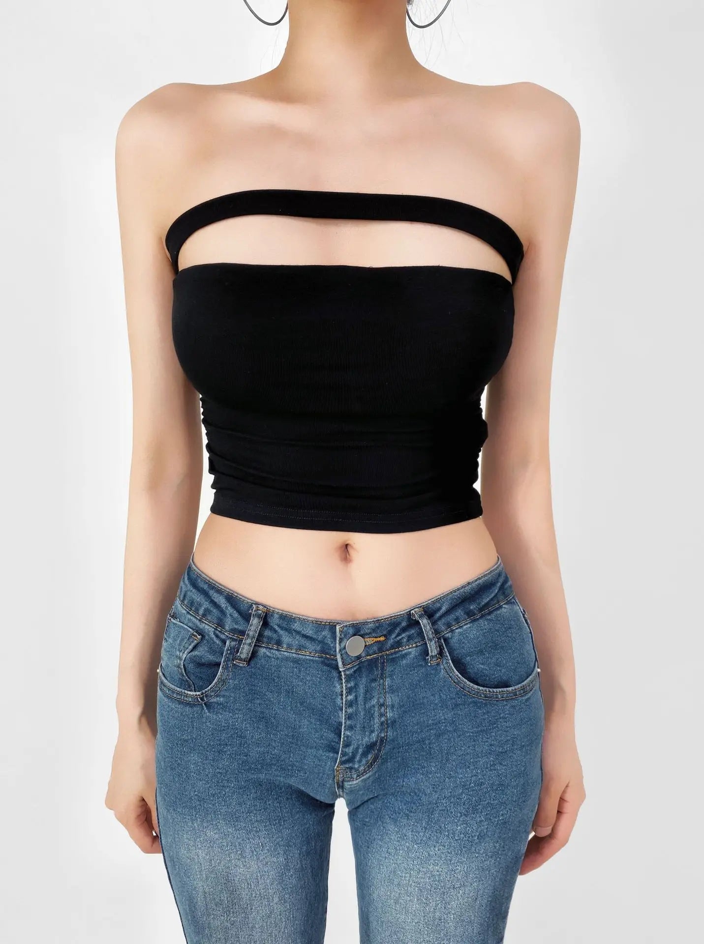 American Style 2025 Summer Multi-Wear Strapless Crop Top Women's Elastic Slim Fit Sexy Inner Short Wrap Chest Vest