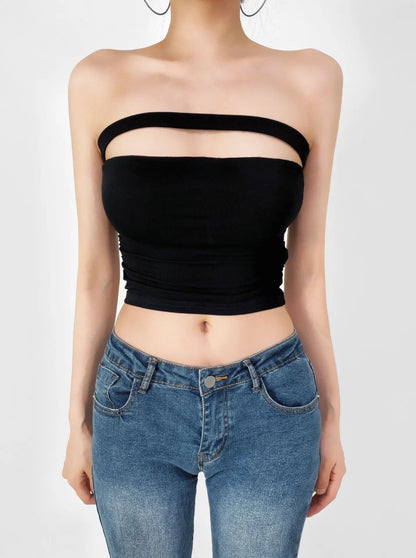 American Style 2025 Summer Multi-Wear Strapless Crop Top Women's Elastic Slim Fit Sexy Inner Short Wrap Chest Vest