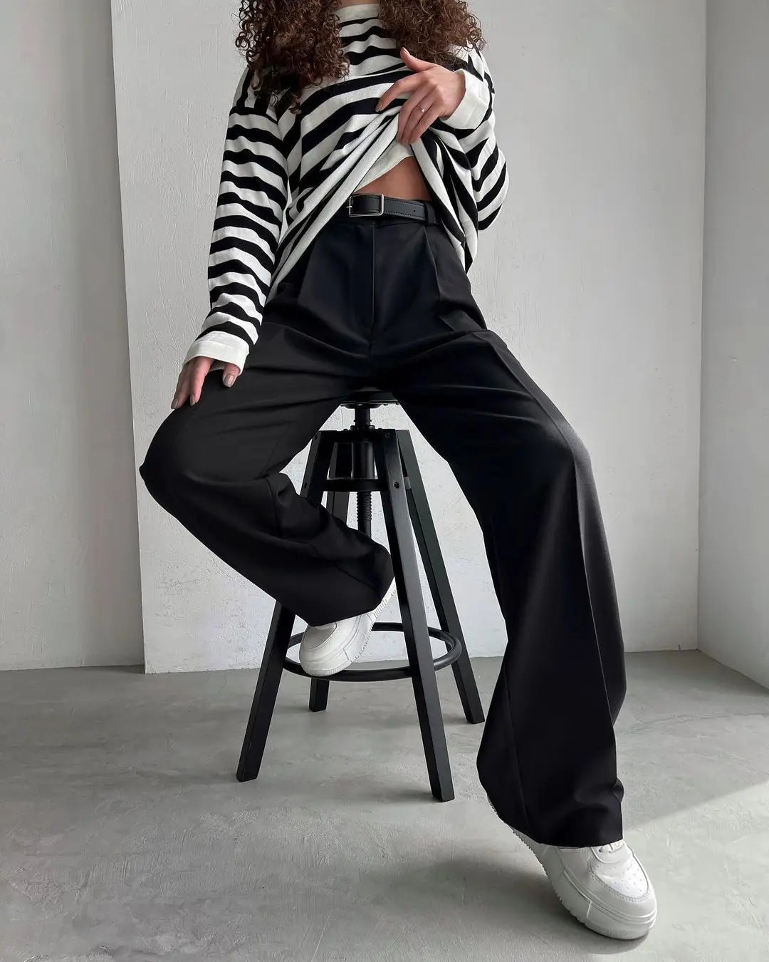 Classic Formal Straight Leg Pants Spring and Summer Women's Versatile Casual Wear Loose Fit Office Tourism Darp Wide Leg Pants