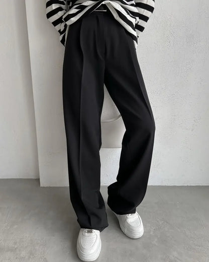 Classic Formal Straight Leg Pants Spring and Summer Women's Versatile Casual Wear Loose Fit Office Tourism Darp Wide Leg Pants
