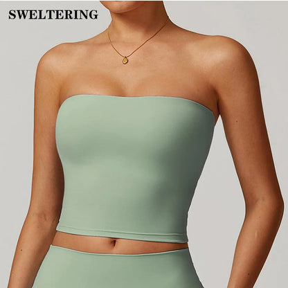 Strapless Yoga Vest for Women Sexy Beautiful Back Sports Bra for Women's Underwear Gym Shock-absorbing Quick Drying Fitness Top