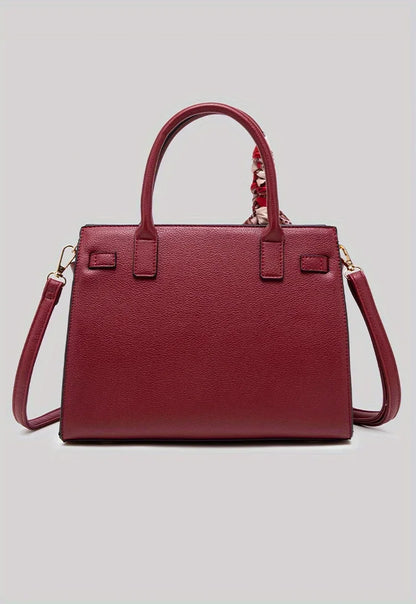 JIOMAY Women's PU Leather Solid Color Square Handbag Red Wedding Bag Lightweight Large Capacity Multi Layer Crossbody Bag