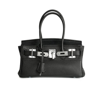Women's Genuine Leather Fashion Handbag Top Handle Pure Color Casual Tote for Ladies Functional Commuting Shoulder Bags
