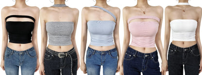 American Style 2025 Summer Multi-Wear Strapless Crop Top Women's Elastic Slim Fit Sexy Inner Short Wrap Chest Vest