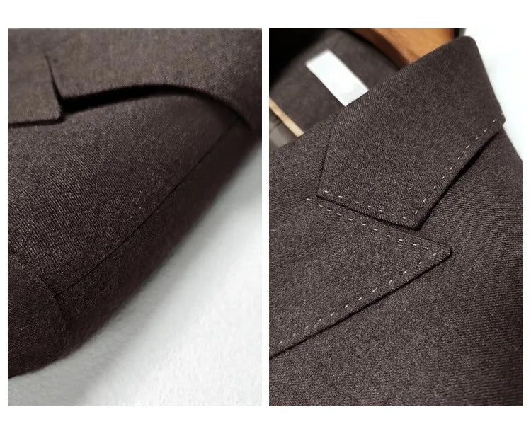 Pure Color 2025 New Style Woolen Suiting Set Quiet S Fashionable Commute Long Sleeve Women's Casual Suiting Ensemble