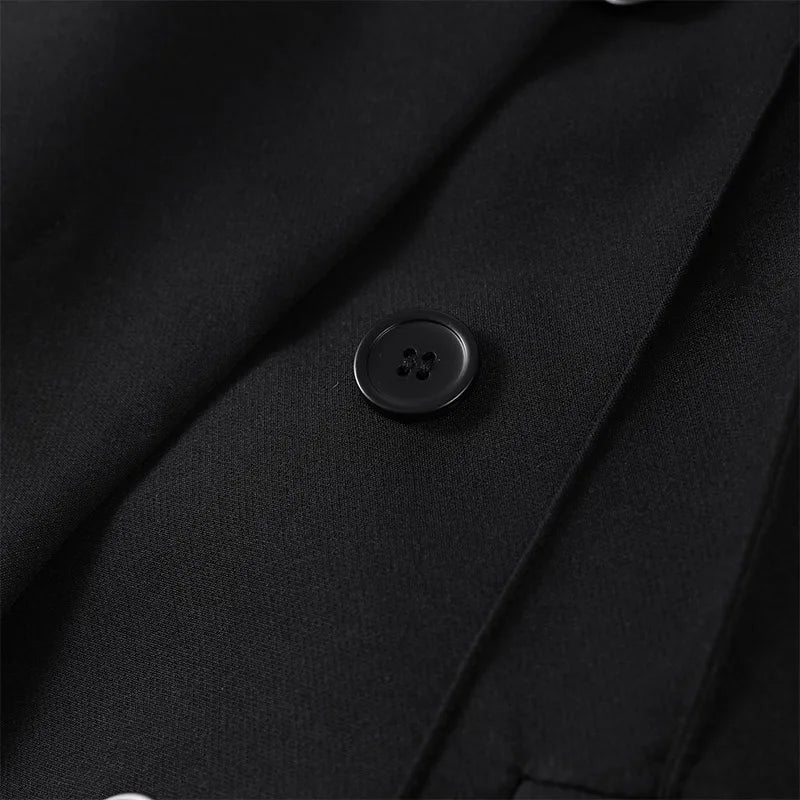 Elegant Blazer Pants Set Women Solid V-neck Long Sleeve Button Coat Wide Leg Trousers 2026 Spring Fashion Office Lady Outfits