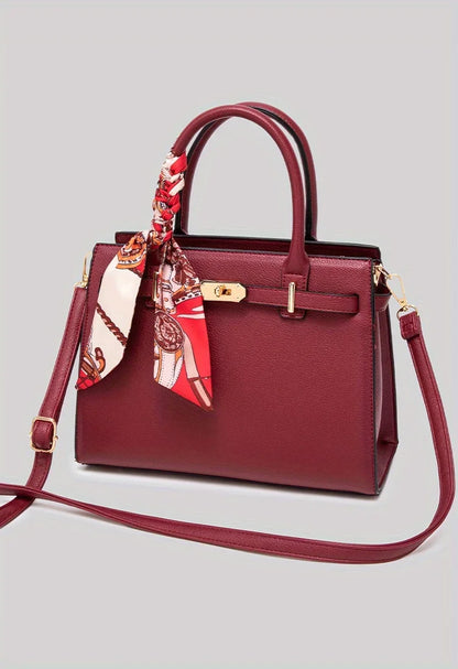 JIOMAY Women's PU Leather Solid Color Square Handbag Red Wedding Bag Lightweight Large Capacity Multi Layer Crossbody Bag