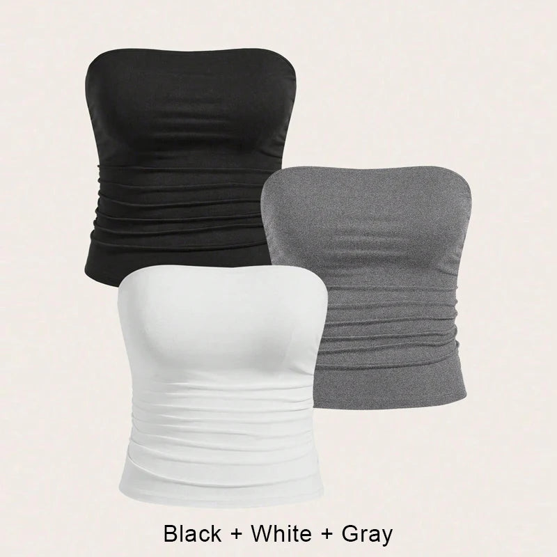 3PCS/set Sexy Top Femme Plus Size Female Underwear Lady Women Summer Top Lingerie Bandeau Tops Women's Tube Corset Hot Intimates