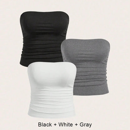 3PCS/set Sexy Top Femme Plus Size Female Underwear Lady Women Summer Top Lingerie Bandeau Tops Women's Tube Corset Hot Intimates