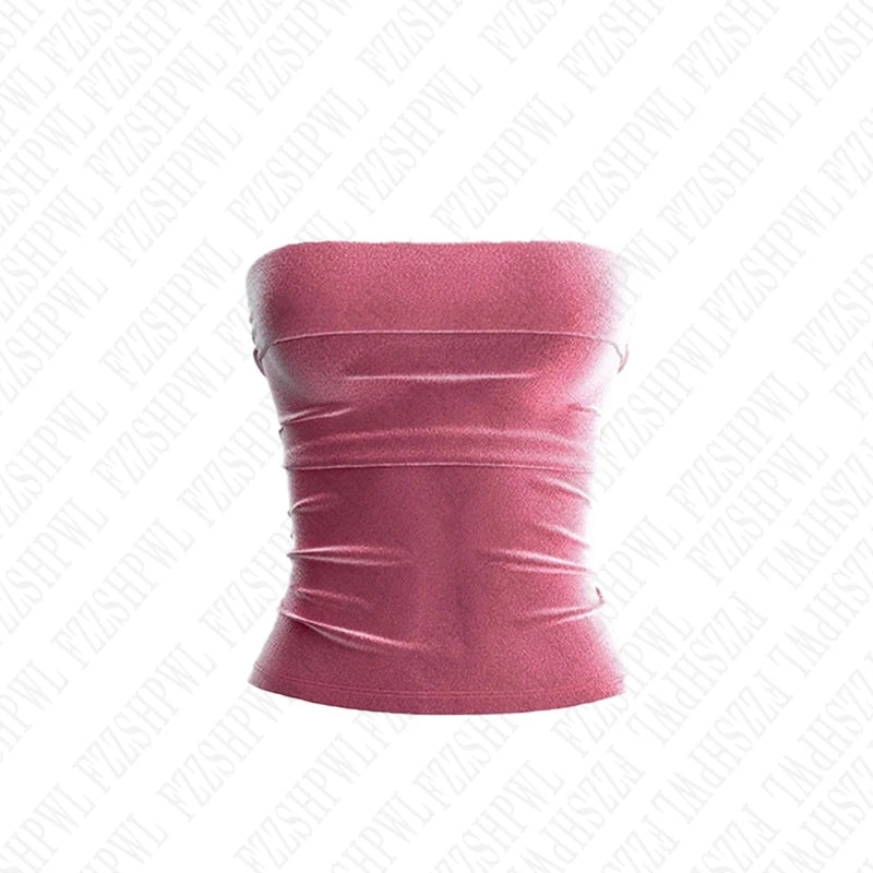 Solid Color Street Casual Versatile Women's Sleeveless Tube Top Tank Vest Retro Y2K Emo Girl Hip Hop Rock Slim Fit Sexy Crop Top