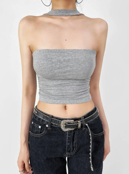 American Style 2025 Summer Multi-Wear Strapless Crop Top Women's Elastic Slim Fit Sexy Inner Short Wrap Chest Vest