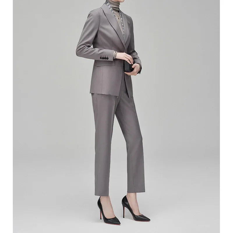 Women's Fashionable Three-Color Woolen Suit Set One Button Design Polyester Fiber Skirt Ensemble Autumn Collection