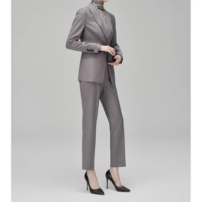 Women's Fashionable Three-Color Woolen Suit Set One Button Design Polyester Fiber Skirt Ensemble Autumn Collection