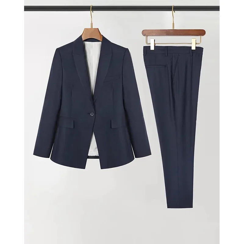 Women's Fashionable Three-Color Woolen Suit Set One Button Design Polyester Fiber Skirt Ensemble Autumn Collection