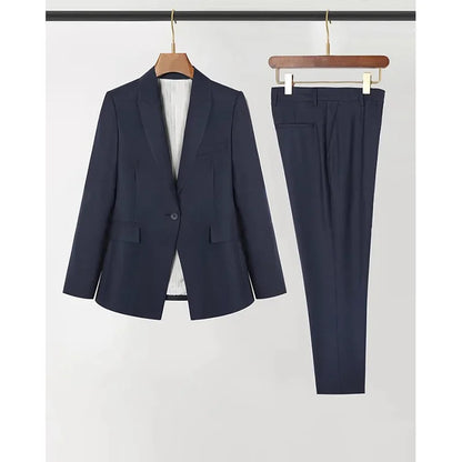 Women's Fashionable Three-Color Woolen Suit Set One Button Design Polyester Fiber Skirt Ensemble Autumn Collection