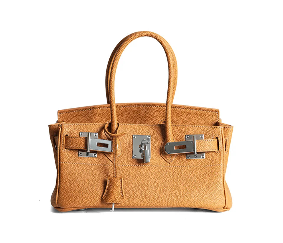 Women's Genuine Leather Fashion Handbag Top Handle Pure Color Casual Tote for Ladies Functional Commuting Shoulder Bags