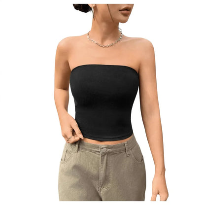 Sexy Short Crop Top Tube Vest Pure Desire High Level Design Cross-Border Women's Fashion Polyester Fiber Hot Sale Item