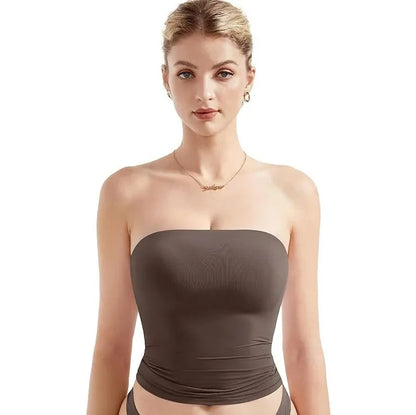 Sexy Short Crop Top Tube Vest Pure Desire High Level Design Cross-Border Women's Fashion Polyester Fiber Hot Sale Item