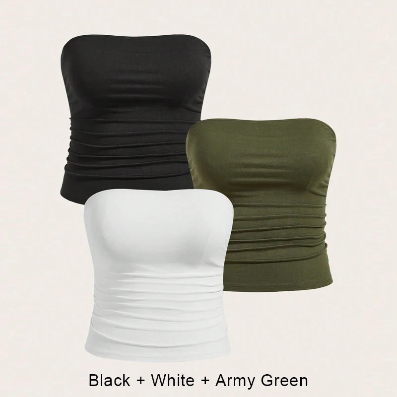 3PCS/set Sexy Top Femme Plus Size Female Underwear Lady Women Summer Top Lingerie Bandeau Tops Women's Tube Corset Hot Intimates