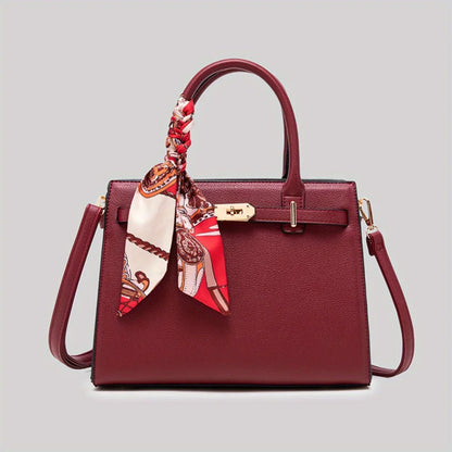 JIOMAY Women's PU Leather Solid Color Square Handbag Red Wedding Bag Lightweight Large Capacity Multi Layer Crossbody Bag