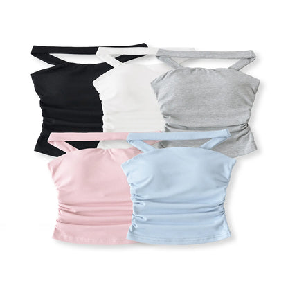 American Style 2025 Summer Multi-Wear Strapless Crop Top Women's Elastic Slim Fit Sexy Inner Short Wrap Chest Vest