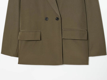 Faionable Double-breasted Suit Jaet Women's Autumn Winter New Arrival ZR Sle Loose Fit Long Sve Commute Busin Pol...