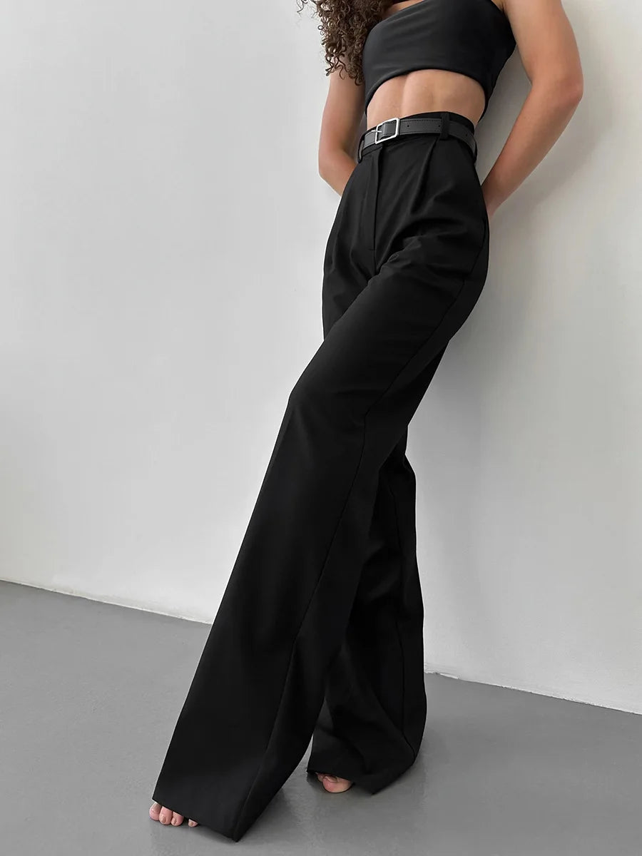 Classic Formal Straight Leg Pants Spring and Summer Women's Versatile Casual Wear Loose Fit Office Tourism Darp Wide Leg Pants