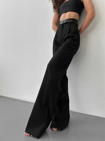 Classic Formal Straight Leg Pants Spring and Summer Women's Versatile Casual Wear Loose Fit Office Tourism Darp Wide Leg Pants