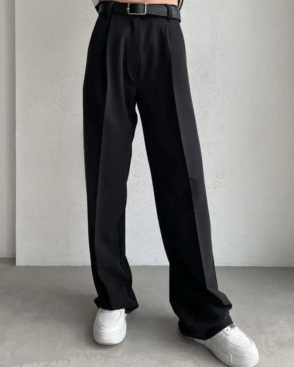 Classic Formal Straight Leg Pants Spring and Summer Women's Versatile Casual Wear Loose Fit Office Tourism Darp Wide Leg Pants