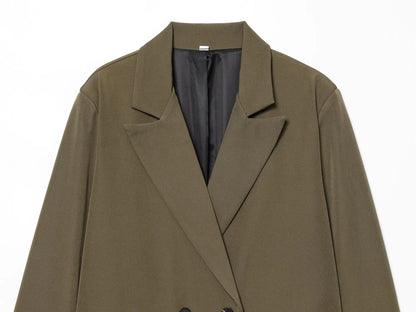 Faionable Double-breasted Suit Jaet Women's Autumn Winter New Arrival ZR Sle Loose Fit Long Sve Commute Busin Pol...