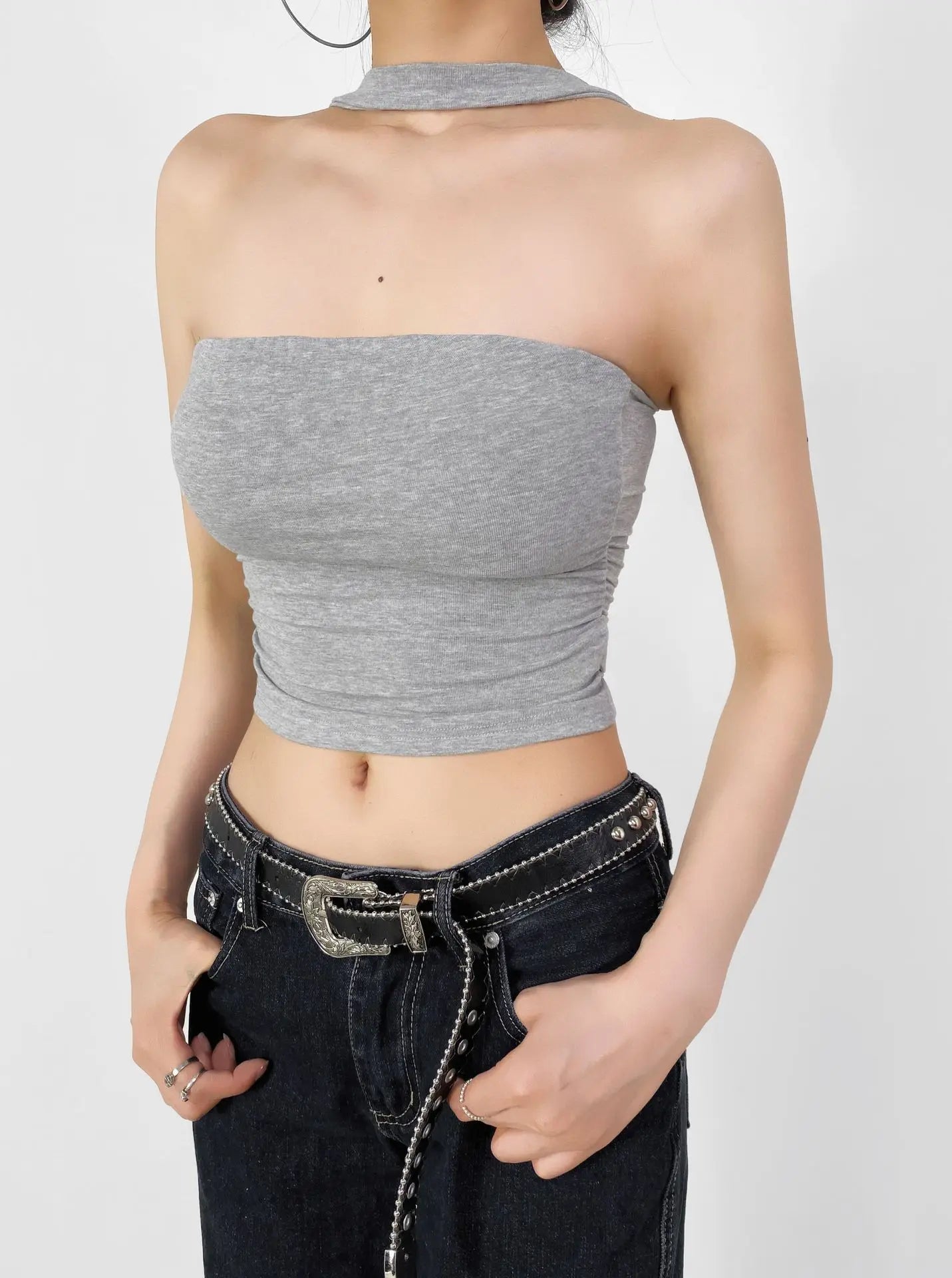 American Style 2025 Summer Multi-Wear Strapless Crop Top Women's Elastic Slim Fit Sexy Inner Short Wrap Chest Vest