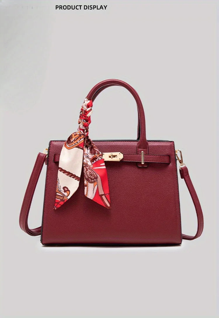 JIOMAY Women's PU Leather Solid Color Square Handbag Red Wedding Bag Lightweight Large Capacity Multi Layer Crossbody Bag