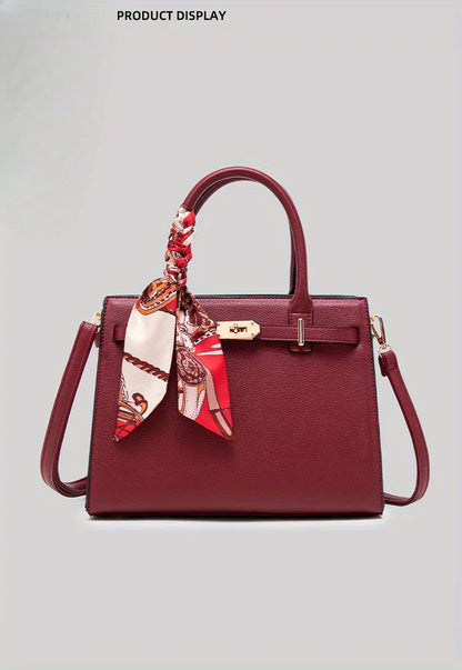 JIOMAY Women's PU Leather Solid Color Square Handbag Red Wedding Bag Lightweight Large Capacity Multi Layer Crossbody Bag