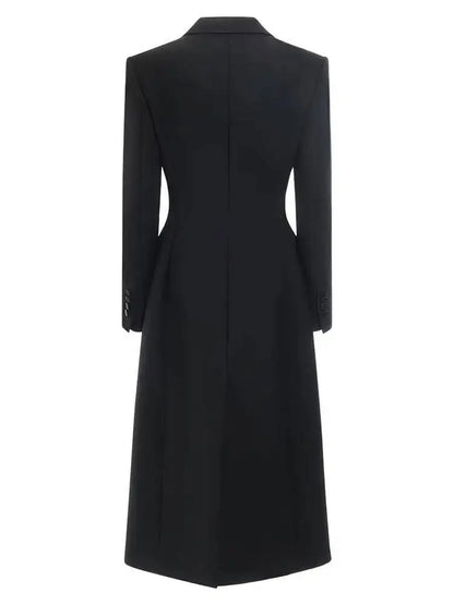 DEAT Fashion Black Long Blazer Women's Lapel Slim Fit Single Button Full Sleeves Suit Jacket Autumn New