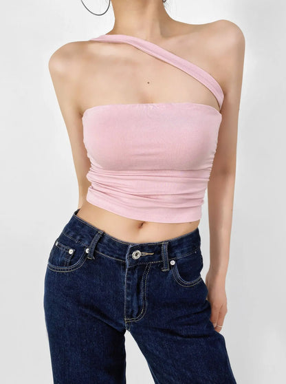 American Style 2025 Summer Multi-Wear Strapless Crop Top Women's Elastic Slim Fit Sexy Inner Short Wrap Chest Vest