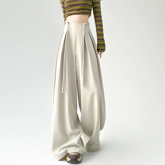 Slim Wide Leg Pants Draped Straight Cut Women's Versatile Summer Casual Suit Trousers High Waist Narrow Version Drapey