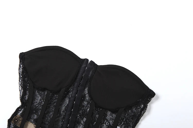 Nibber Low-Neck Tank Top Women Sexy Y2K Jacquard Trend Patchwork Sleeveless Coquette Midnight Party Club Stretch Skinny Vest