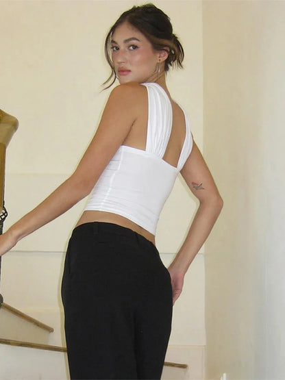 2025 chic white sexy strapless crop top elegant slim fit summer vest tube top crop top solid color