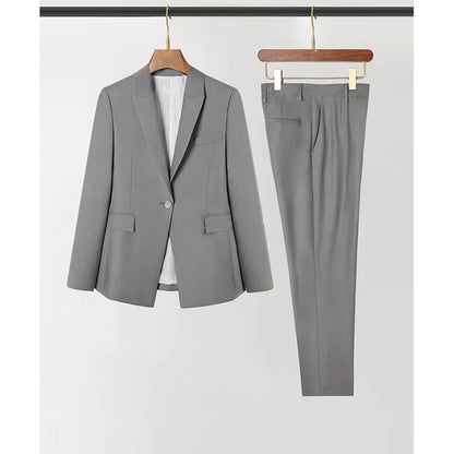 Women's Fashionable Three-Color Woolen Suit Set One Button Design Polyester Fiber Skirt Ensemble Autumn Collection