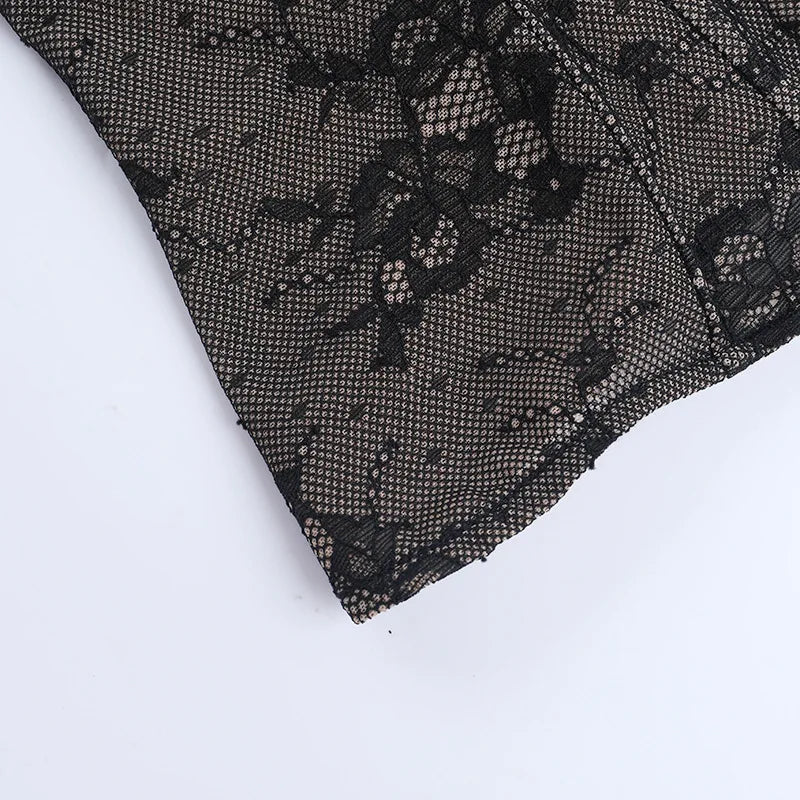 Women Fashion Elegant Lace See Through Skinny Mini Y2K Underwear Corset Crop Tops 2025 Sleeveless Sexy Club Slim Fit Tank Top