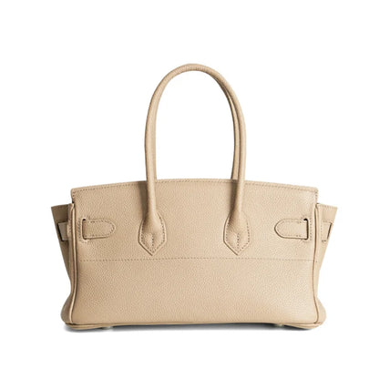 Women's Genuine Leather Fashion Handbag Top Handle Pure Color Casual Tote for Ladies Functional Commuting Shoulder Bags