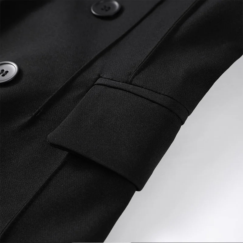 Elegant Blazer Pants Set Women Solid V-neck Long Sleeve Button Coat Wide Leg Trousers 2026 Spring Fashion Office Lady Outfits