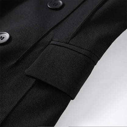 Elegant Blazer Pants Set Women Solid V-neck Long Sleeve Button Coat Wide Leg Trousers 2026 Spring Fashion Office Lady Outfits