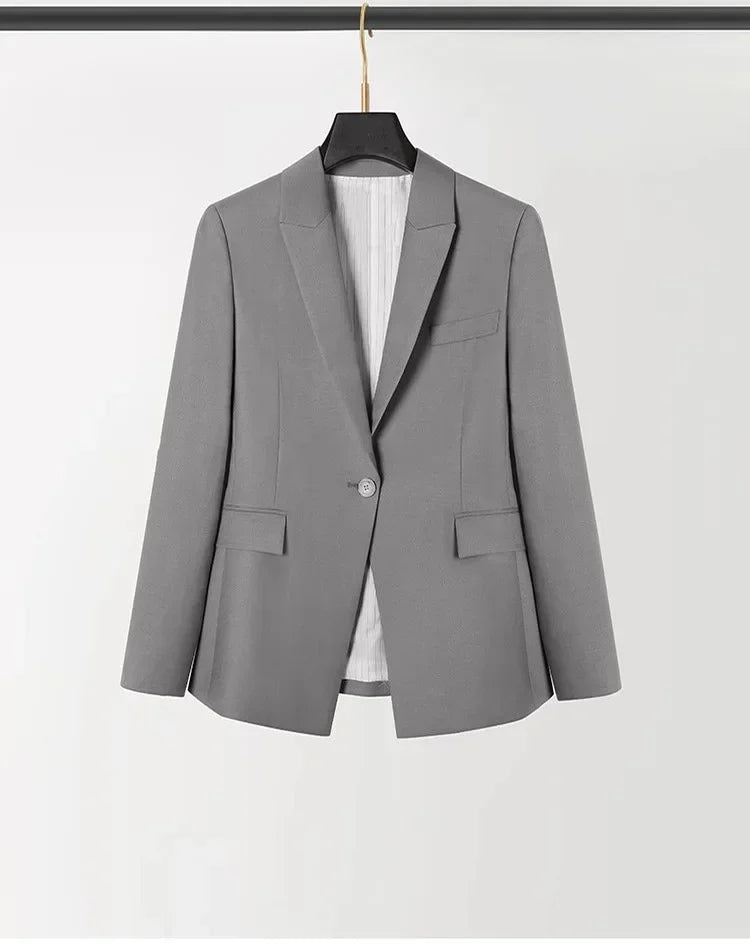 Women's Fashionable Three-Color Woolen Suit Set One Button Design Polyester Fiber Skirt Ensemble Autumn Collection