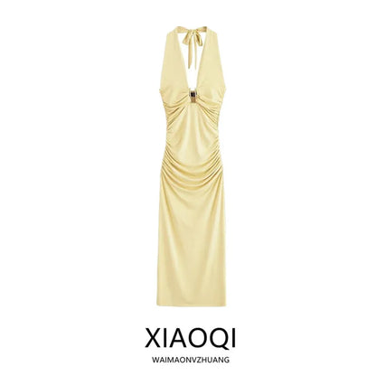 Ele Long Nylon Svel Ne Hanging Dr Women's Faion Autumn New Arrival G2025 Casual Polyester Fabric Gown