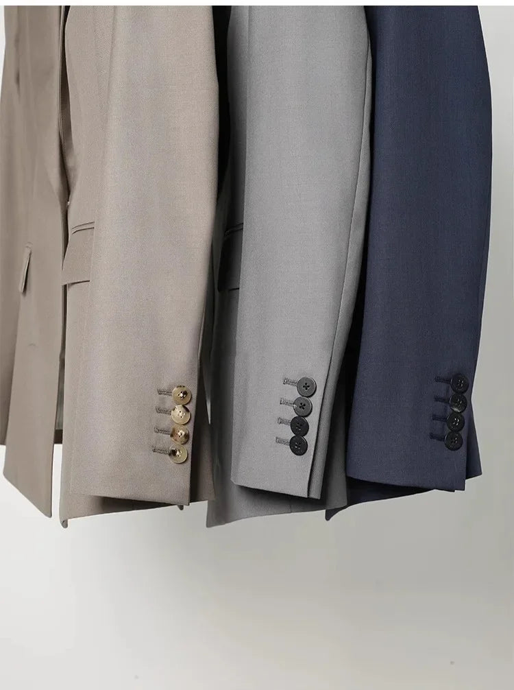 Women's Fashionable Three-Color Woolen Suit Set One Button Design Polyester Fiber Skirt Ensemble Autumn Collection