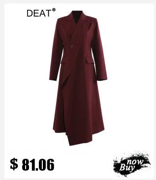 DEAT Fashion Blazer Women's Shawl Collar Solid Color Long Sleeves Single Button Suit Jackets New Tide 7AB8499