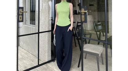 Wide Leg Pants Ivory Womens Fall Office Professional Chino Plaid Classic Straight-Leg Urban Formal Elegant Trousers Highstreet