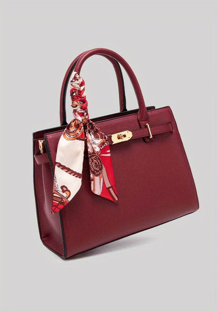 JIOMAY Women's PU Leather Solid Color Square Handbag Red Wedding Bag Lightweight Large Capacity Multi Layer Crossbody Bag